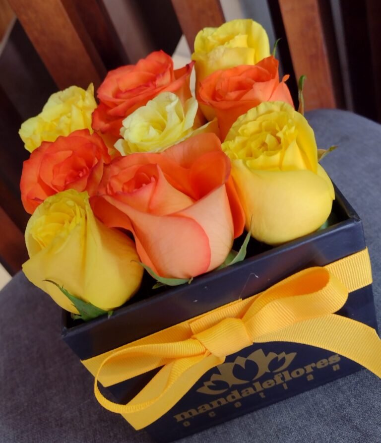 Cubo 9 rosas Amarillas